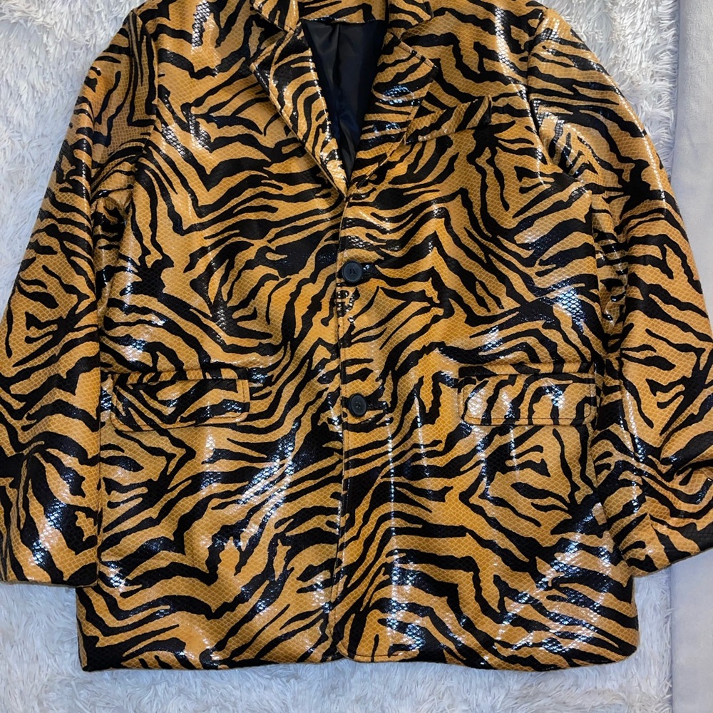 Tiger Print faux leather  Blazer